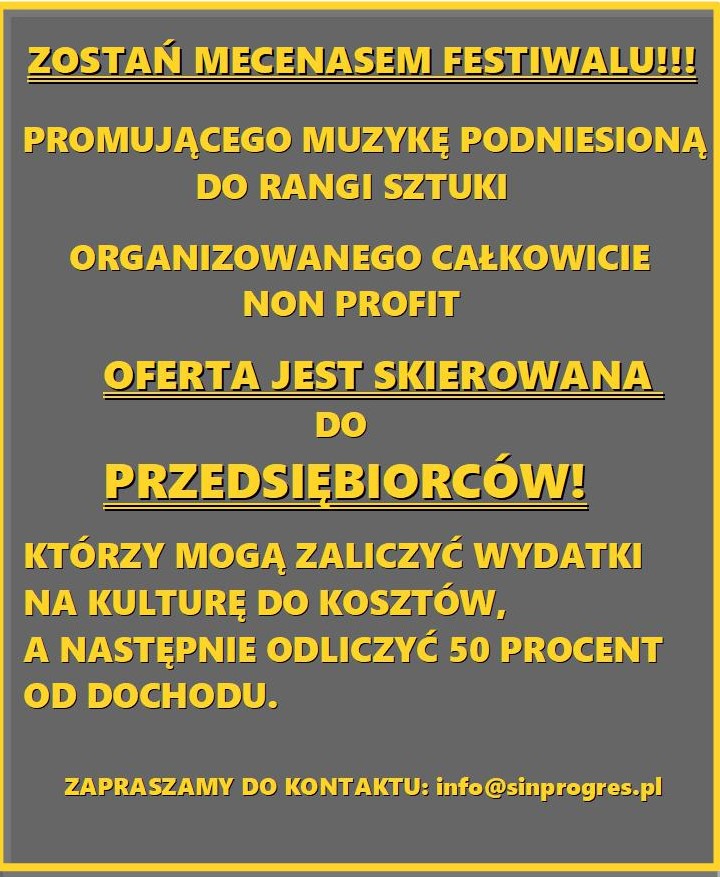 Zostań mecenasem Festiwalu Festiwalu Rocka Progresywnego w Gniewkowie i Toruniu